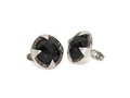 Rhodium plated sterling silver Sparta cufflink with black onyx and .34 cts champagne diamonds.
