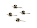 Rhodium plated sterling silver and 18kt yellow gold Troubadour tux stud with black onyx.