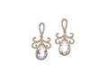 18kt yellow gold Tudor earring with white topaz and .82 cts diamonds. Available in white, yellow, or rose gold.

