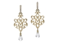 18kt yellow gold Monaco earring with .14 cts diamonds and white topaz briollettes. Available in white, yellow, or rose gold.
