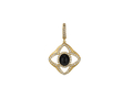 18kt yellow gold Quatrefoil charm with black onyx and .34 cts diamonds. Available in white, yellow, or rose gold.