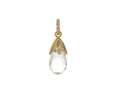 18kt yellow gold Petal amulet with white topaz and 0.4 cts diamonds. Available in white, yellow, or rose gold.

