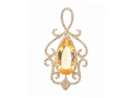 18kt yellow gold Tudor pendant with 5.2 cts citrine and 1.13 cts diamonds. Available in white, yellow, or rose gold.
