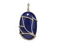 18kt yellow gold Lotus pendant with lapis and .73 cts diamonds. Available in white, yellow, or rose gold.
